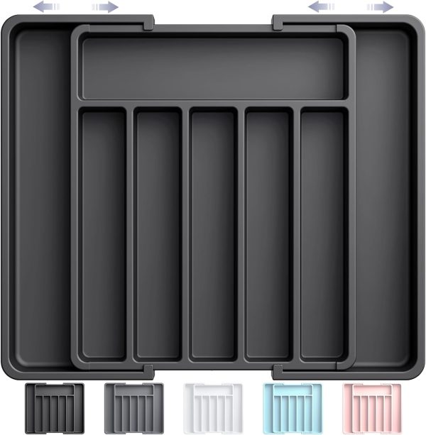 61A75H5TpL._AC_SL1500_ Cutlery Drawer Organizer with 6–8 Compartments, Adjustable Kitchen Utensil Storage Tray