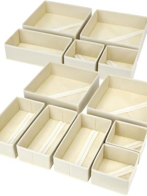 61AyWNL235L._AC_SL1200_ 12-Pack Foldable Drawer Organizer Set, Fabric Storage Boxes for Wardrobe, Closet & Dresser Use