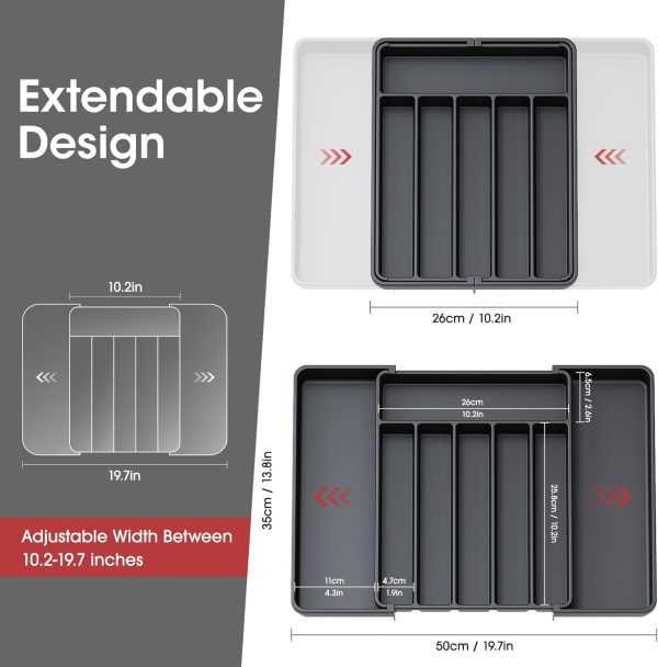61EBWY1lW5L._AC_SL1500_ Cutlery Drawer Organizer with 6–8 Compartments, Adjustable Kitchen Utensil Storage Tray