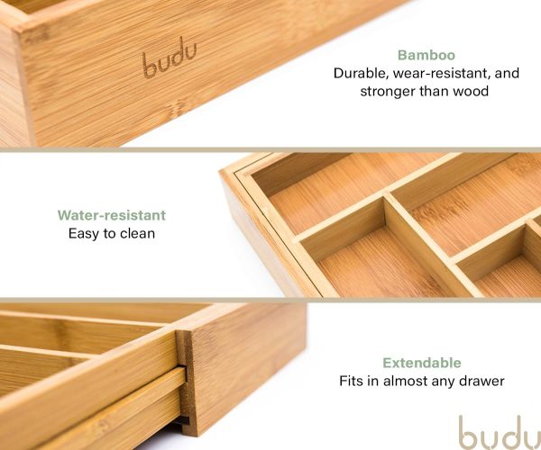 61LA1ASo6DL._AC_SL1200_ Expandable Bamboo Cutlery Drawer Organizer, Adjustable Kitchen Utensil Storage Tray