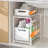 714Vp4WJbIL._AC_SL1500_ 2 Tier Under Sink Organizer with Pull-Out Drawers, Adjustable Cabinet Storage Shelf