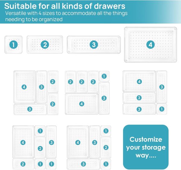 715MHGYPYkL._AC_SL1500_ 25-Piece Drawer Organizer Set, Clear Stackable Plastic Storage Bins for Makeup, Office & Kitchen Drawers