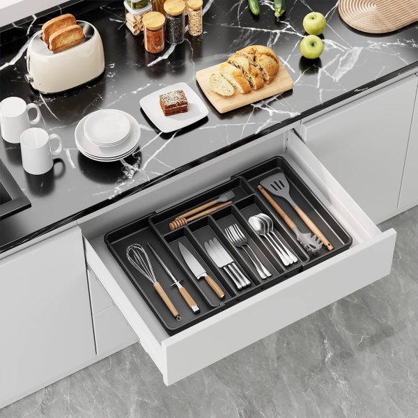 716NQEzb2TL._AC_SL1500_ Cutlery Drawer Organizer with 6–8 Compartments, Adjustable Kitchen Utensil Storage Tray