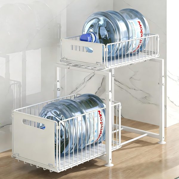 716Tw63uR1L._AC_SL1500_ 2 Tier Under Sink Organizer with Pull-Out Drawers, Adjustable Cabinet Storage Shelf