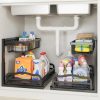 Adjustable L-Shaped Under Sink Organizer with Sliding Drawers, Metal Storage Rack for Kitchen & Bathroom