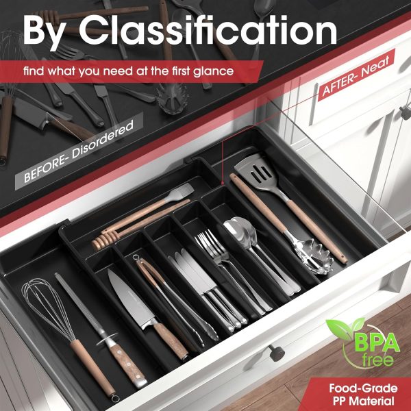716plJvoDnL._AC_SL1500_ Cutlery Drawer Organizer with 6–8 Compartments, Adjustable Kitchen Utensil Storage Tray