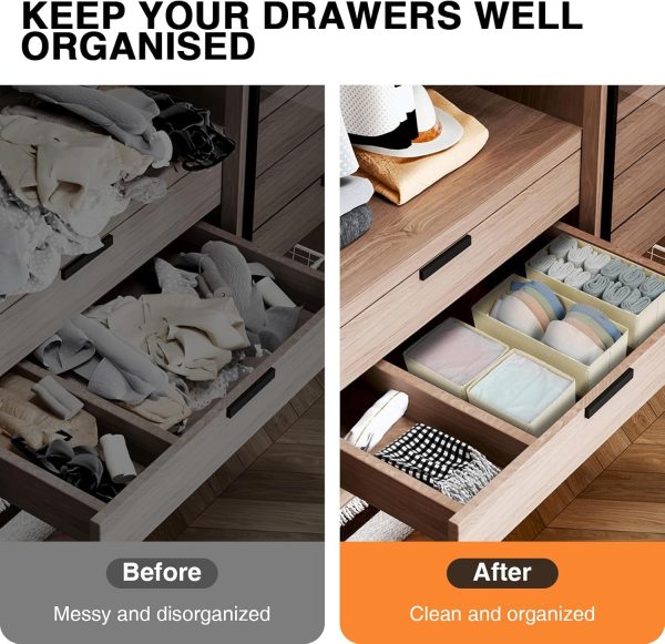 7189NXUnsAL._AC_SL1500_ 12-Pack Foldable Drawer Organizer Set, Fabric Storage Boxes for Wardrobe, Closet & Dresser Use