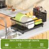 71Aek66P7L._AC_SL1500_ Compact Dish Drying Rack with Drainboard & 360° Spout, Kitchen Counter Organizer with Utensil Holder