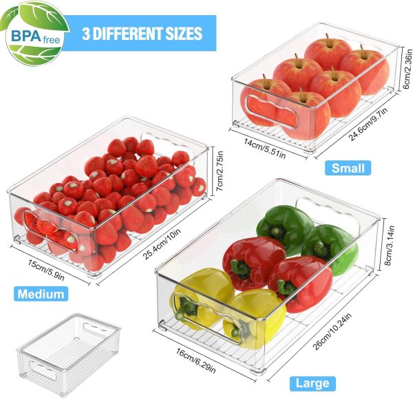 71DE1-1U0qL._AC_SL1500_ 6-Piece Stackable Fridge Storage Containers Set, Clear PET Refrigerator Organizer Bins with Handles