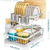 2-Tier Dish Drying Rack with Drainboard and Utensil Holder, Kitchen Counter Drainer Organizer