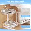 71FPtWVcFZL._AC_SL1500_ Extra Wide 2-Tier Under Sink Pull-Out Organizer, Heavy Duty Carbon Steel Sliding Storage Rack for Kitchen & Bathroom
