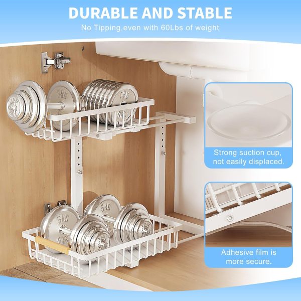 71FPtWVcFZL._AC_SL1500_ Extra Wide 2-Tier Under Sink Pull-Out Organizer, Heavy Duty Carbon Steel Sliding Storage Rack for Kitchen & Bathroom