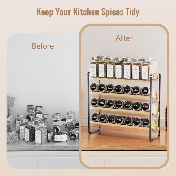 71GCumAJWL._AC_SL1500_ 4-Tier Wooden & Metal Spice Rack Organizer for Cabinet & Countertop Storage