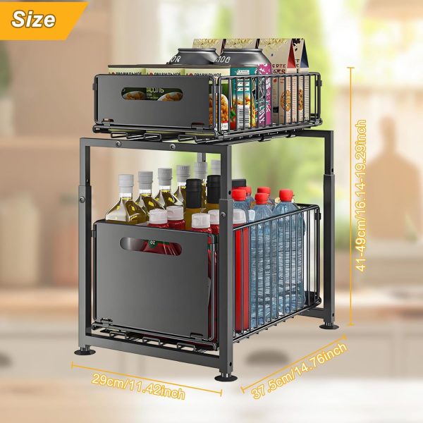71HezacwBZL._AC_SL1500_ 2 Tier Under Sink Organizer with Pull-Out Drawers, Adjustable Cabinet Storage Shelf