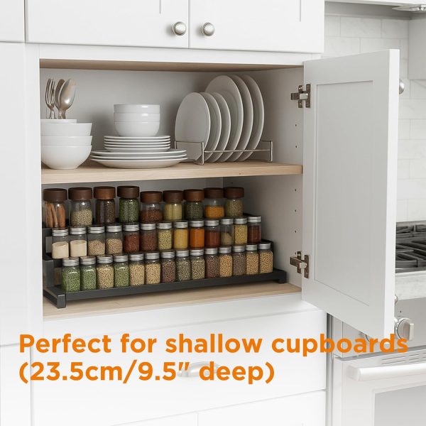 71HsZrffZNL._AC_SL1500_ 3-Tier Expandable Spice Rack Organizer, Adjustable Metal Kitchen Shelf for Countertop & Cabinet Storage