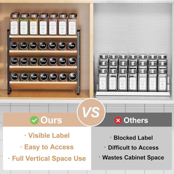 71JPad7Xe-L._AC_SL1500_ 4-Tier Wooden & Metal Spice Rack Organizer for Cabinet & Countertop Storage