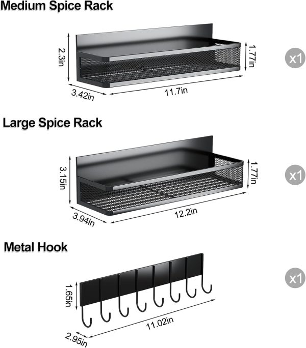 71KMqr8RgBL._AC_SL1500_ Optimized Product Title Magnetic Spice Rack for Refrigerator with 2 Shelves & Hook Rack, Heavy Duty Kitchen Storage Organizer