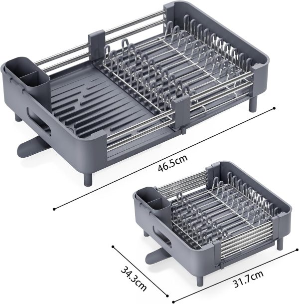 71N6cNaA10L._AC_SL1500_ Extendable Dish Drying Rack with Drainage Spout, Stainless Steel Kitchen Counter Organizer