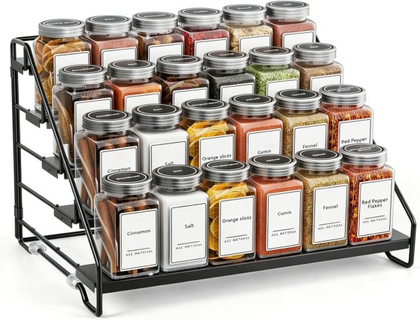 Carbon Steel Spice Storage Rack – 4 Tier Free Standing Kitchen Organiser