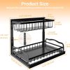 Adjustable L-Shaped Under Sink Organizer with Sliding Drawers, Metal Storage Rack for Kitchen & Bathroom