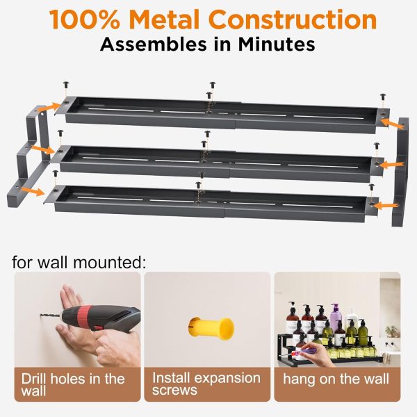 71V9jSbBMwL._AC_SL1500_ 3-Tier Expandable Spice Rack Organizer, Adjustable Metal Kitchen Shelf for Countertop & Cabinet Storage