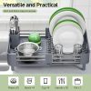 71bfsStQUiL._AC_SL1500_ Extendable Dish Drying Rack with Drainage Spout, Stainless Steel Kitchen Counter Organizer