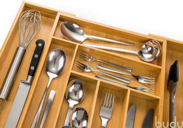 71mWJPWAy1L._AC_SL1200_ Expandable Bamboo Cutlery Drawer Organizer, Adjustable Kitchen Utensil Storage Tray