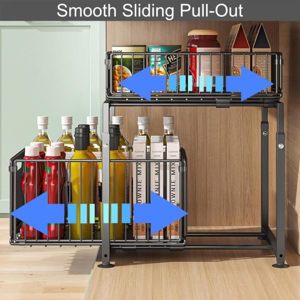 71mbwUIHn1L._AC_SL1500_ 2 Tier Under Sink Organizer with Pull-Out Drawers, Adjustable Cabinet Storage Shelf