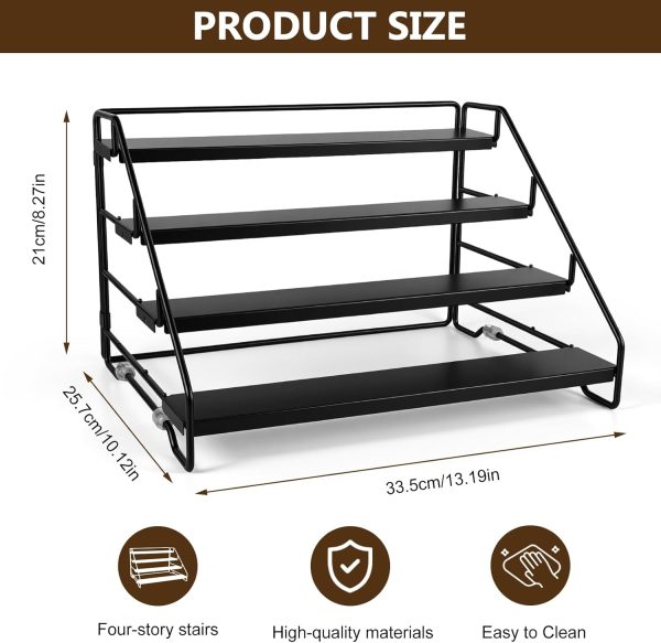 Carbon Steel Spice Storage Rack – 4 Tier Free Standing Kitchen Organiser