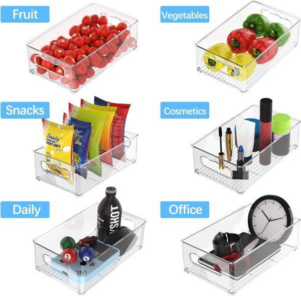 71tmkm4AT4L._AC_SL1500_ 6-Piece Stackable Fridge Storage Containers Set, Clear PET Refrigerator Organizer Bins with Handles