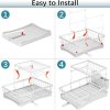 2-Tier Dish Drying Rack with Drainboard and Utensil Holder, Kitchen Counter Drainer Organizer