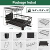 812707Rh8YL._AC_SL1500_ 2-Tier Dish Drying Rack with Drainboard & 360° Spout, Large Capacity Kitchen Counter Organizer