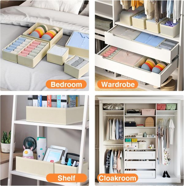 8133OoSKhAL._AC_SL1500_ 12-Pack Foldable Drawer Organizer Set, Fabric Storage Boxes for Wardrobe, Closet & Dresser Use