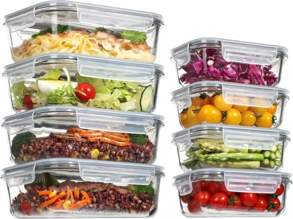814Jf1z1-WL._AC_SL1500_ 8-Piece Glass Food Storage Containers Set with Lids, Airtight Stackable Meal Prep Lunch Boxes