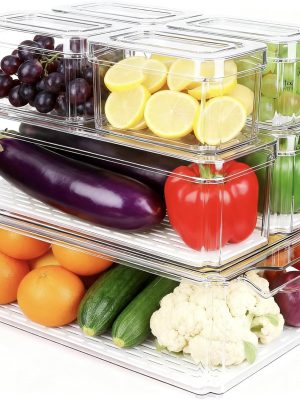 819EwMre-sL._AC_SL1500_ 7-Piece Stackable Fridge Storage Containers Set with Lids, Clear Plastic Refrigerator Organizer Bins