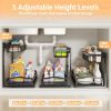 Adjustable L-Shaped Under Sink Organizer with Sliding Drawers, Metal Storage Rack for Kitchen & Bathroom