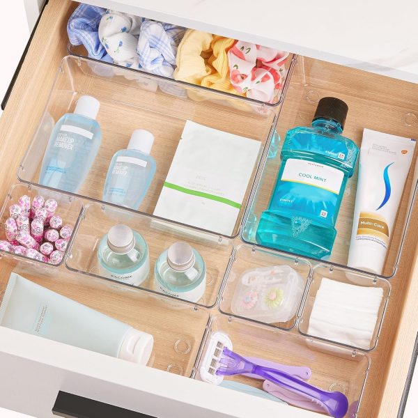81EtLCnbK1L._AC_SL1500_ 25-Piece Drawer Organizer Set, Clear Stackable Plastic Storage Bins for Makeup, Office & Kitchen Drawers