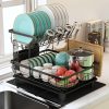 81IpmAX3VaL._AC_SL1500_ 2-Tier Dish Drying Rack with Drainboard & 360° Spout, Large Capacity Kitchen Counter Organizer