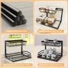 Adjustable L-Shaped Under Sink Organizer with Sliding Drawers, Metal Storage Rack for Kitchen & Bathroom