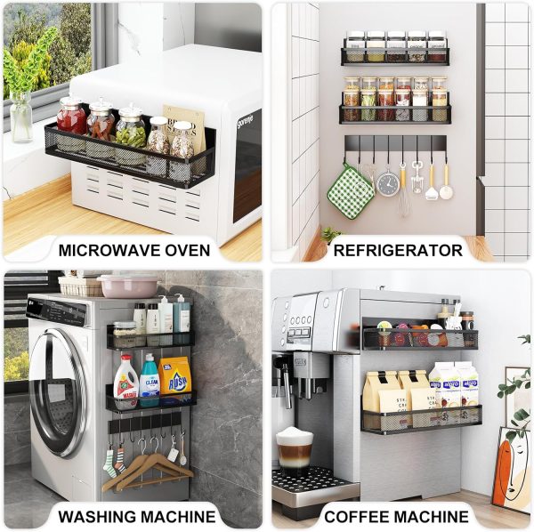 81O45qdgNxL._AC_SL1500_ Optimized Product Title Magnetic Spice Rack for Refrigerator with 2 Shelves & Hook Rack, Heavy Duty Kitchen Storage Organizer