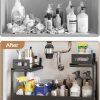 L-Shaped Under Sink Storage Shelf, Heavy Duty Pull-Out Organizer for Cleaning Supplies