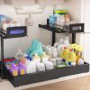 L-Shaped Under Sink Storage Shelf, Heavy Duty Pull-Out Organizer for Cleaning Supplies