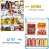 81TAsHGVroL._AC_SL1500_ 6-Piece Stackable Fridge Storage Containers Set, Clear PET Refrigerator Organizer Bins with Handles