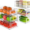 81Xsub8BX0L._AC_SL1500_ 6-Piece Stackable Fridge Storage Containers Set, Clear PET Refrigerator Organizer Bins with Handles