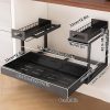 L-Shaped Under Sink Storage Shelf, Heavy Duty Pull-Out Organizer for Cleaning Supplies