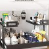 L-Shaped Under Sink Storage Shelf, Heavy Duty Pull-Out Organizer for Cleaning Supplies