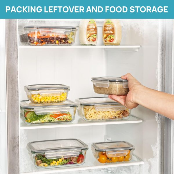 81hmdBsuxJL._AC_SL1500_ 8-Piece Glass Food Storage Containers Set with Lids, Airtight Stackable Meal Prep Lunch Boxes