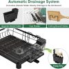 81kDVNiQlwL._AC_SL1500_ 2-Tier Dish Drying Rack with Drainboard & 360° Spout, Large Capacity Kitchen Counter Organizer