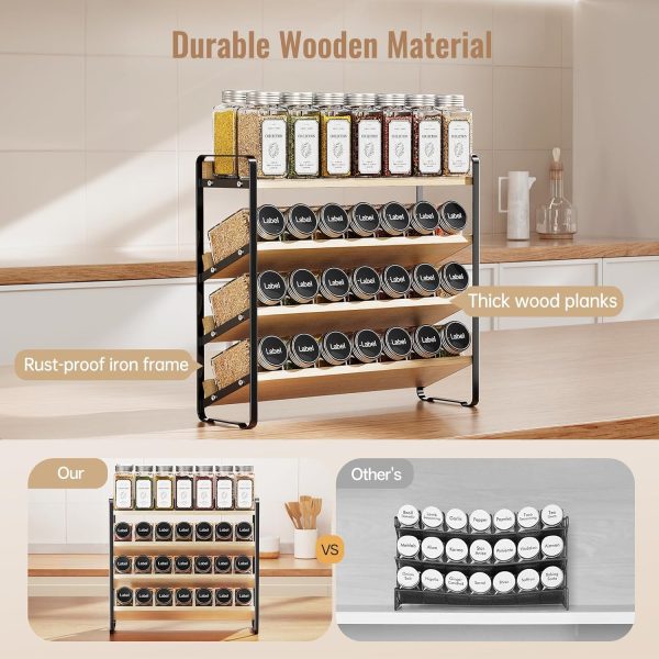 81m1DKTQRZL._AC_SL1500_ 4-Tier Wooden & Metal Spice Rack Organizer for Cabinet & Countertop Storage