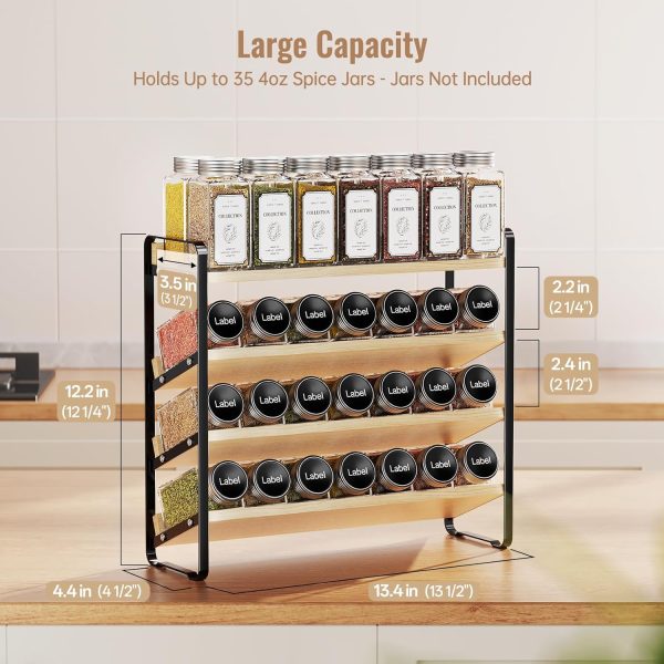 81rxGkwyC8L._AC_SL1500_ 4-Tier Wooden & Metal Spice Rack Organizer for Cabinet & Countertop Storage